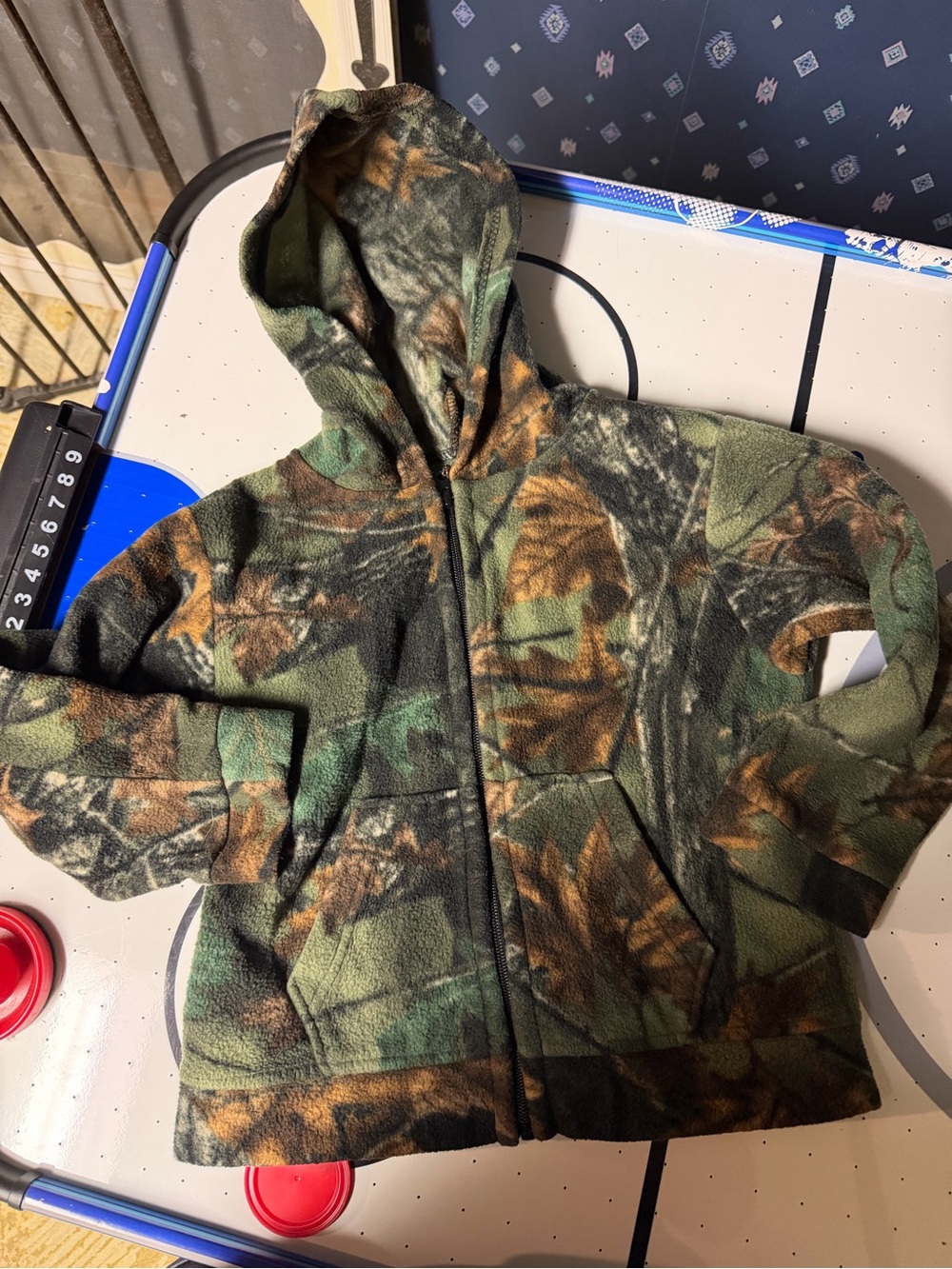 Children's Hooded Puffer Jacket in Green Camo